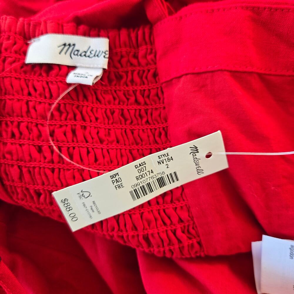 Madewell Ruched Squareneck Tank in Linen-Cotton Size 2 NWT - Picture 5 of 7